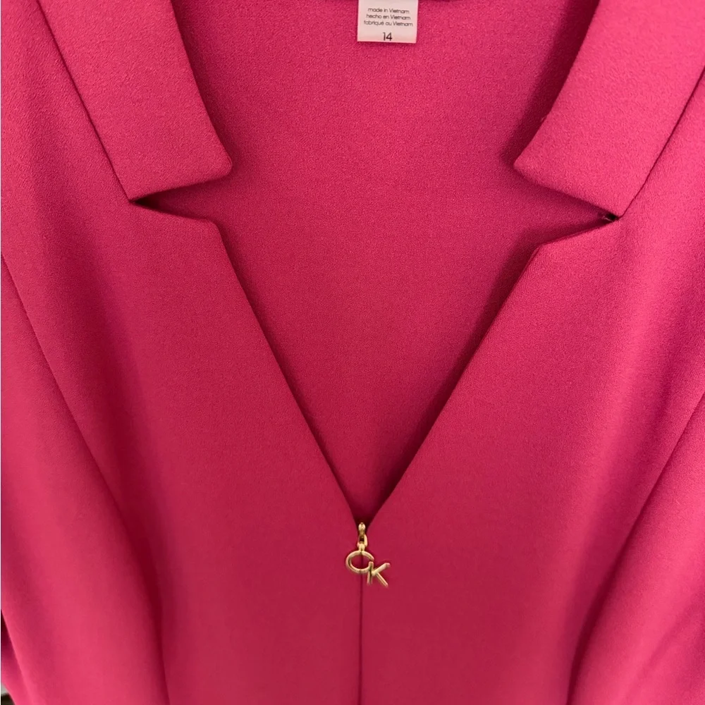 Calvin Klein pink v neck dress size 14 stretch work career office occasion event